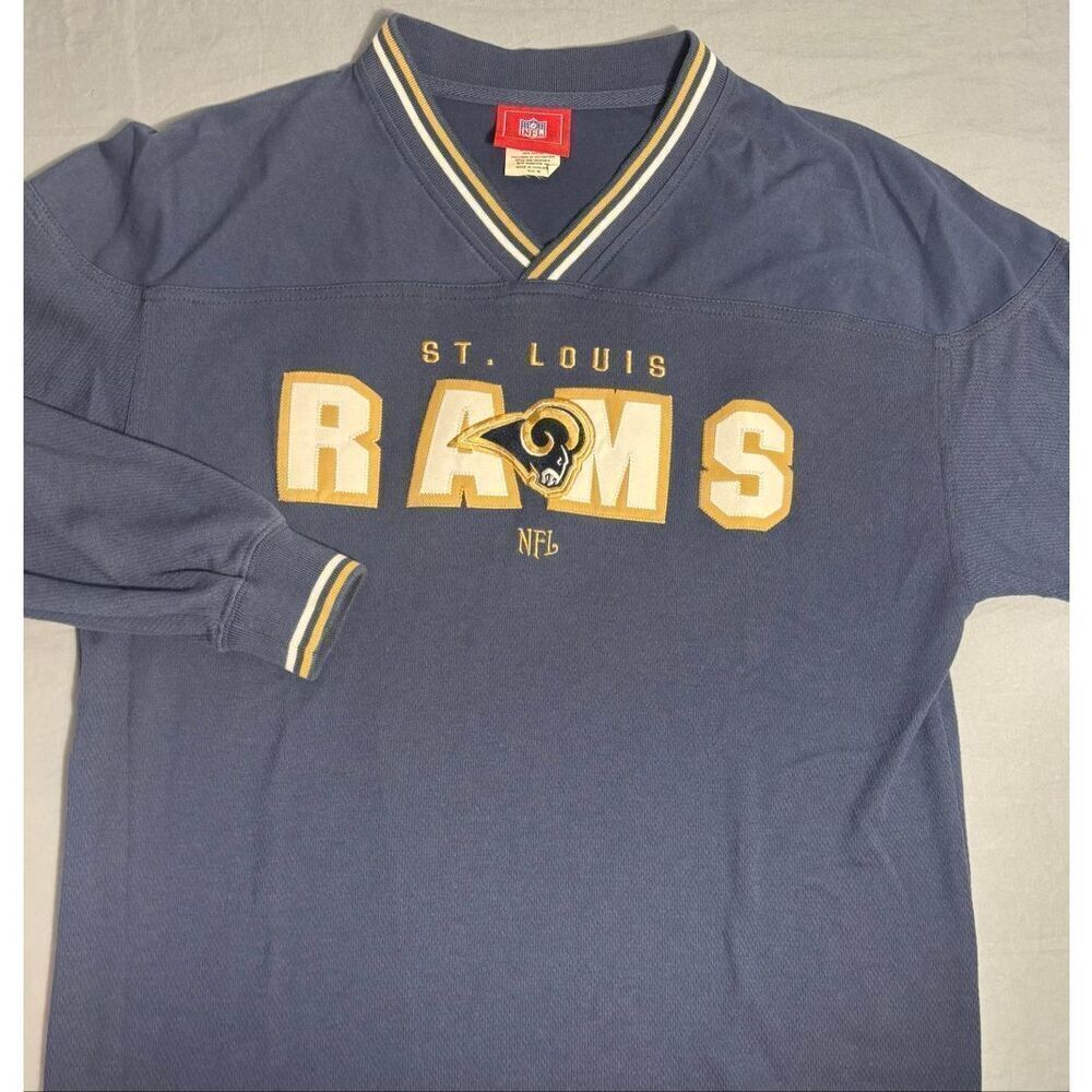 NFL St. Louis Rams Men's V-Neck Long Sleeve Shirt Size Medium NFL Vintage